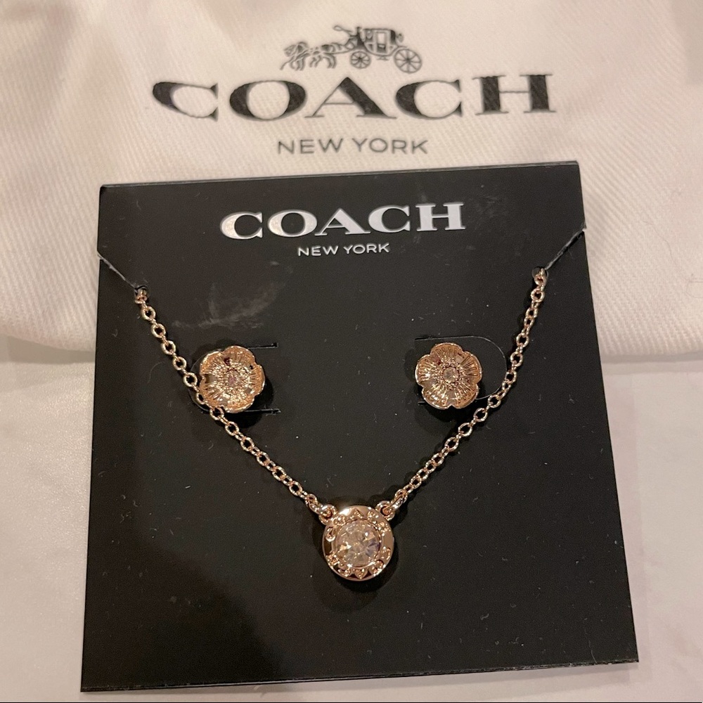 Coach OpenCircle Necklace & Tea Rose Studded Earrings